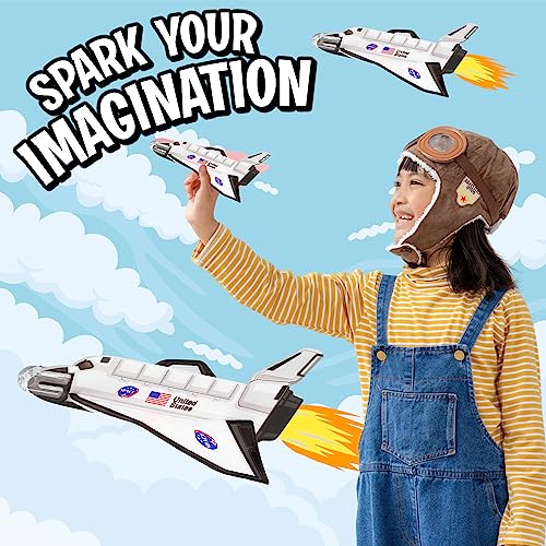 Playbees Space Shuttle Gliders - 24 Pack - Space Themed Party Favors & Birthday Supplies - Mini Ship Toys, Outer Space Decorations, Crafts, Games, Astronaut Shuttle Science Kits & Crafts for Kids