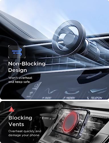 LISEN for MagSafe Car Mount Magnetic Car Phone Vent Mount, Magnetic Car Phone Holder, Hands Free Cell Phone Car Holder for Vent, Fits for iPhone 16 15 14 13 12 Pro Max Plus Mini MagSafe Case, Black