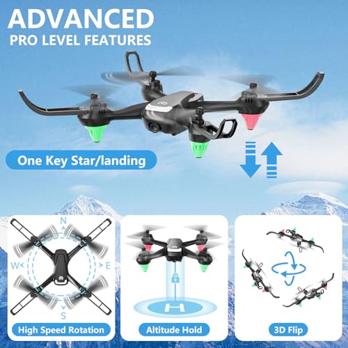 Drone with Camera - 2K Camera Drones with Gravity Control and Altitude Hold, HD FPV Live Video, Headless Mode, Speed Adjustment, 3D Flips - Perfect RC Quadcopters for Kids Beginners, Funny Toys Gifts for Boys Girls and Adults