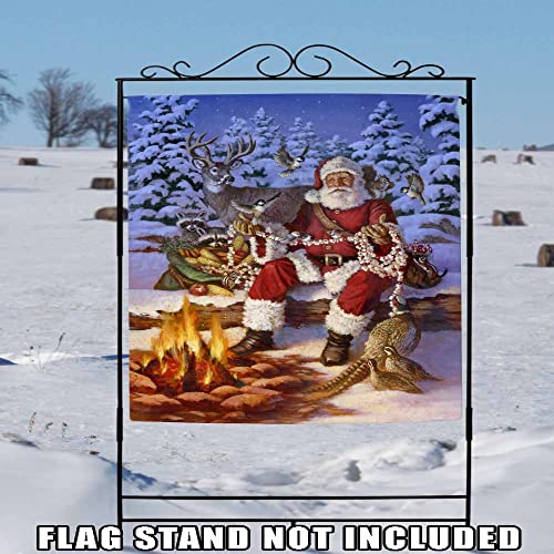 Toland Home Garden 109420 Fireside Santa Christmas Garden Flag 28x40 Inch Double Sided for Outdoor Winter House Yard Decoration