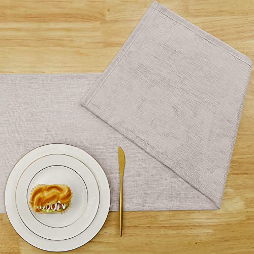 Hiasan Faux Linen Rectangle Tablecloth - Wrinkle and Stain Resistant Washable Table Cloth for Kitchen Dining Room Holiday Table Cover for Party Dinner, Beige, 70 x 140 Inch