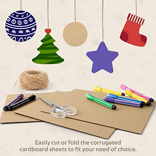 Golden State Art, 50 Pack 5x7 Corrugated Cardboard Sheet Flat Cardboard Pads Inserts, 1/16" Thick, Great for Crafts, Mailing, Packaging (Kraft Brown)