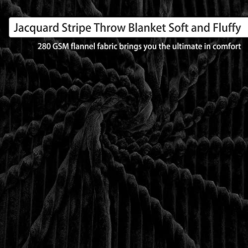 Geniospin Throw Blanket, 280GSM Extra Soft Lightweight Blanket with Strip, Plush Fuzzy Cozy Blankets and Throws for Couch, Bed, Sofa Cozy, Warm and Breathable (White and Black, 60x80 inches)