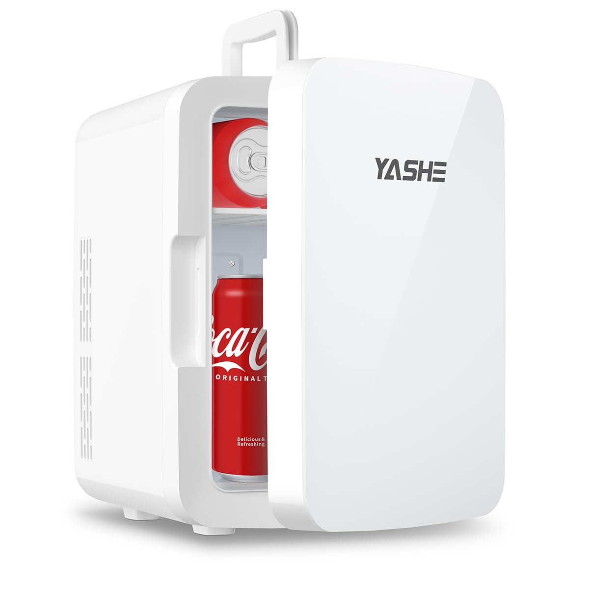 YASHE Mini Fridge, 10 Liter/12 Cans Skincare Fridge for Bedroom, 110V AC/ 12V DC Thermoelectric Cooler and Warmer Small Refrigerators for Drink, Office, Car, White