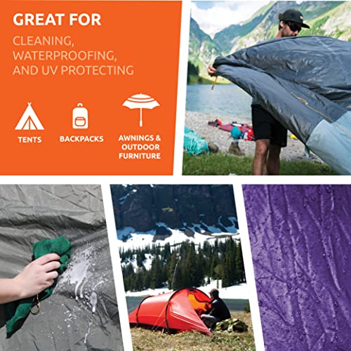 Nikwax Tent & Gear, Tent & Gear Duo-Pack, 500ml, SolarWash & SolarProof, Cleaning & Waterproofing Spray, Cleaner, Restores DWR Water Repellency on Outdoor Fabric, Rain Fly, Backpacks