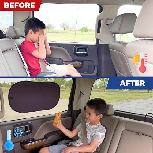 EcoNour Car Side Window Shades for Baby | Medium - 2 Pack Car Side Window Sunshade for Kids | Automotive Sun Protection Baby from UV and Sun Glare | Car Baby Accessories (20"x12")