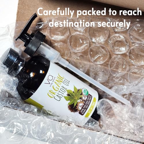 Pure Castor Oil Organic Cold Pressed Unrefined Glass Bottle-USDA Certified Organic Castor Oil Cold Pressed Glass Bottle For Castor Oil Pack Wrap-Castor Oil For Face,Hair Growth,Eyelashes,Eyebrows-8oz