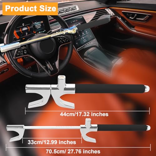 Turnart Steering Wheel Lock Universal Car Lock Anti-Theft Device Retractable Steering Lock with 3 Keys for Auto/Truck/SUV/Van (Black)