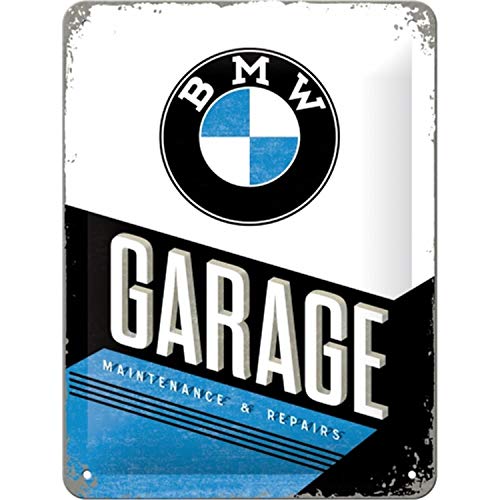 Nostalgic-Art Retro Tin Sign, 5.9" x 7.9", official license product (OLP), BMW – Garage – Gift idea for car accessoires fans, Metal Plaque, Vintage design for wall decoration