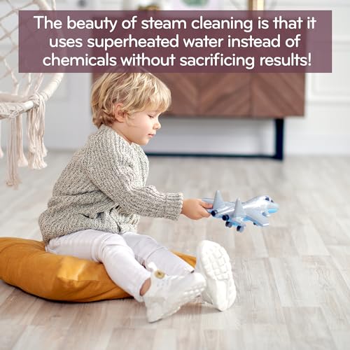 H2O HD Dual Buff Steam Mop, 8 in 1 Handheld Steam Cleaner For Kitchen Tile Floors, Hardwood Floors, Grout Cleaner, Upholstery Cleaner and Carpets, 2 washable scrub pads, 8 cleaning accessories