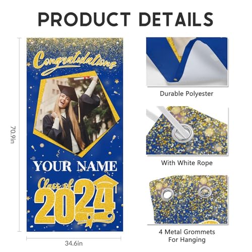 Graduation Yard Signs Class of 2024 - Blue Graduation Decorations - 2024 Graduation Party Decorations - Congratulations Banner for College High School