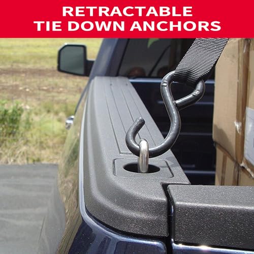 Retractable D Ring Truck Bed Tie Down Anchors Compatible with Ford F150 '98-14, Ford Super Duty 98-16, Dodge RAM 95-08, Chevrolet Silverado and GMC Sierra 88-13, 2pcs