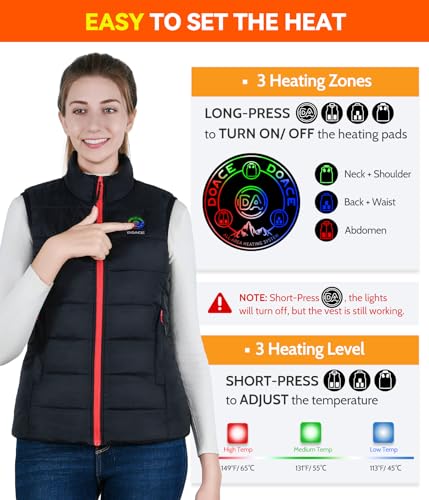 DOACE® Upgraded Heated Vest for Women, Smart Electric Heating Vest, Women’s Lightweight heated Jacket (Battery Not Included) (X-Small)