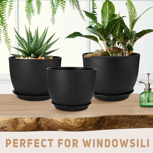 YNNICO Plant Pots 12 10 9 Inch Set of 3, Flower Pots with Multi Mesh Drainage Holes, Large Planters for Indoor Outdoor Garden Plants and Flowers