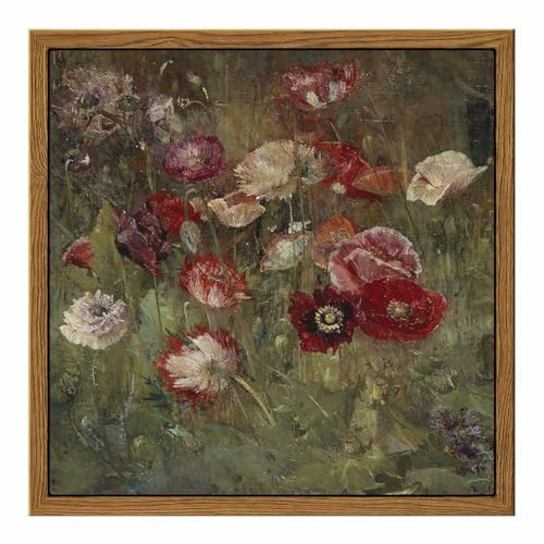 InSimSea Square Framed Canvas Wall Art, Farmhouse Nature Scenery Sky Clouds Valley Grassland Wall Art Prints, Classical Retro Paintings Home Decor for Living Room Bedroom Office 16"x16"
