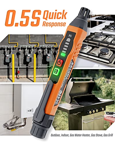 Natural Gas Detector, TopTes PT177 Gas Leak Detector with Audible & Visual Alarm, Portable Gas Sniffer to Locate Combustible Gas Leak Sources Like Methane,Propane for Home (Includes Battery x2)-Orange