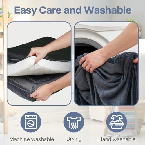 Ainpota Dog Bed for Large Dogs Orthopedic Dog Beds XL 42inch Plush L-Shaped Dog Couch with Removable Washable Cover, Eggs Crate Foam Pet Bed with Waterproof Lining, Dog Sofa for Big Dog Up to 95lb