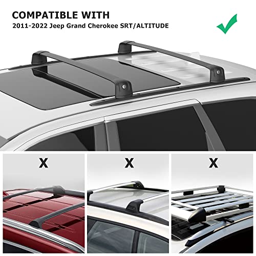 Roof Rack Cross Bars Compatible with 2011-2021 Grand Cherokee with Grooved Side Rails, Luggage Carrier CrossBars for Rooftop Cargo Luggage Kayak Bicycles Canoe with Grooved Side Rails