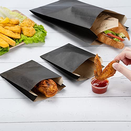 Restaurantware Bag Tek 5" x 3" x 8.75" Paper Bags For Snacks 100 Disposable French Fry Bags - Greaseproof For Popcorn Cookies Fries And More White Paper Kraft Snack Bags