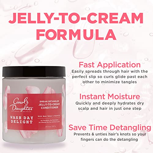 Carol's Daughter Detangling Jelly-to-Cream Conditioner With Glycerin and Rose Water, Moisturizing Conditioner for Curly Hair Paraben Free for Moisture, Hydration, and Shine, Curl 20 Oz