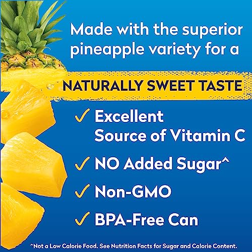 Dole Canned Fruit, Tropical Gold Pineapple Chunks in 100% Pineapple Juice, Gluten Free, Pantry Staples, No Sugar Added, 15.25 Oz, 12 Count