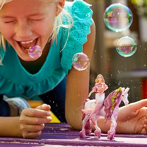 Schleich Bayala Mermaid Feya Riding Underwater Unicorn, 3-Piece Playset - Glittery Undersea Princess Doll and Unicorn Poseable Figurines with Accessories for Girls and Boys, Gift for Kids Ages 5+