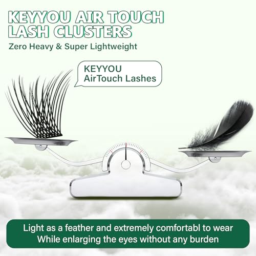 Lash Clusters,96 Pcs Cluster Lashes D Curl 14mm DIY Lash Extensions Eyelash Clusters,KEYYOU Volume Wispy Individual Lashes Soft&Comfortable Easy DIY at Home(Y10,D-14mm)