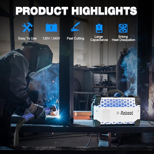 Reboot Plasma Cutter RBC6000DL PRO, 60 Amp Non Touch Pilot Arc Plasma Cutter Machine, 5/8 inch Clean Cut 4/5 inch Severance Cut, Dual Voltage 120V/240V with Consumables, Upgrade Digital Display