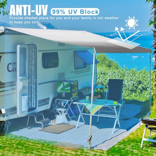 GOTRUTH RV Awning Fabric Replacement, Heavy Duty 16.2oz Vinyl Fabric Camper Awning Replacement, Universal Replacement RV Awning for Camper, Trailer, and Motorhome (11' (Fabric 10'2"), Slate Blue Fade)