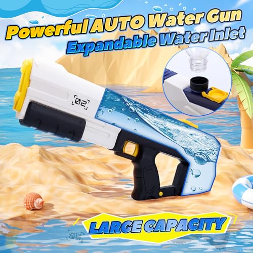 EagleStone Electric Water Gun Squirt Gun for Adults Kids Ages 8-12, Automatic Super Powerful Soaker Water Guns 33FT Long Range, Auto Absorption Modular Battery Powered, Summer Pool Outdoor Game Toys