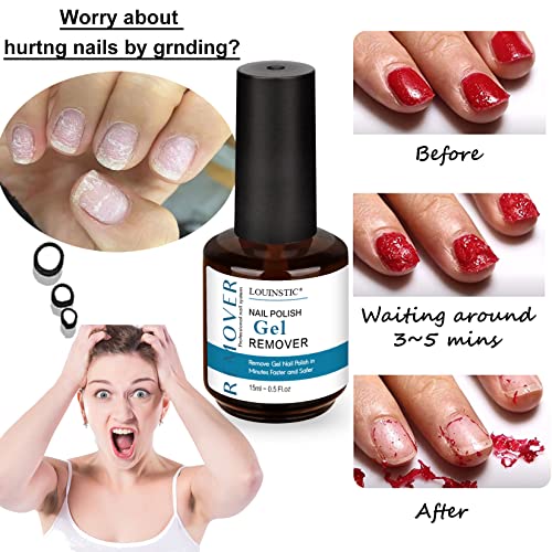 LOUINSTIC Gel Nail Polish Remover Kit - (3 Pack) Gel Polish Remover for Nails, 3-5 Minutes Easy Quick Gel Nail Remover, 0.5 oz