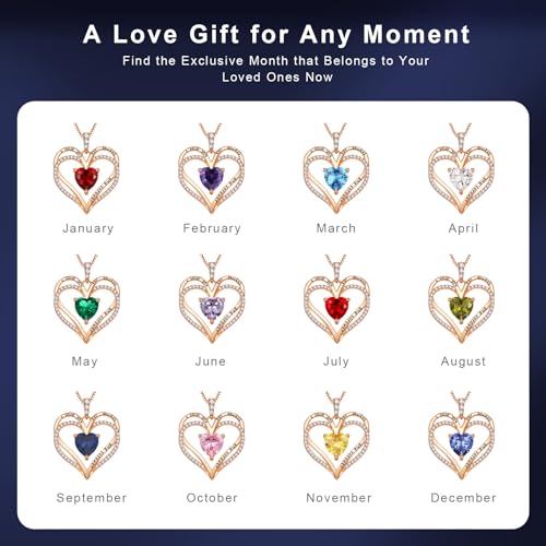 Rose Gold Heart Necklaces for women, S925 Sterling Silver Wife Jewelry Gifts for Women, Mother’s Day Valentine’s Day Christmas Wedding Anniversary Birthday Gifts for Mom Girlfriend Wife Daughter