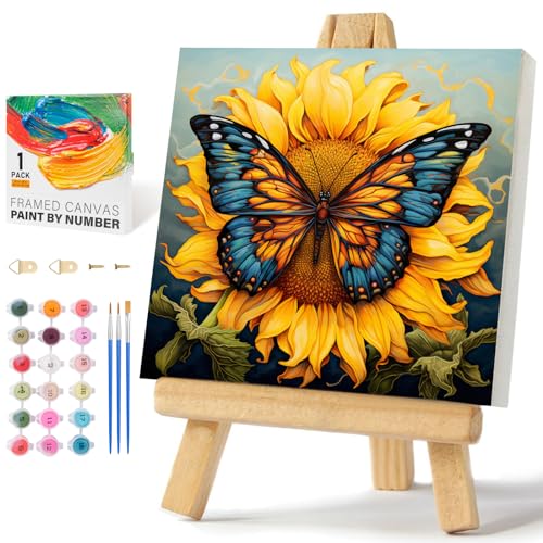 Framed Paint by Numbers Kit for Adults Beginners & Kids Ages 8-12, Streetscape Acrylic Easy Paint by Number with Frame, Watercolor Paint by Number Kits on Canvas Framed (10 * 10 Inch, without Easel)