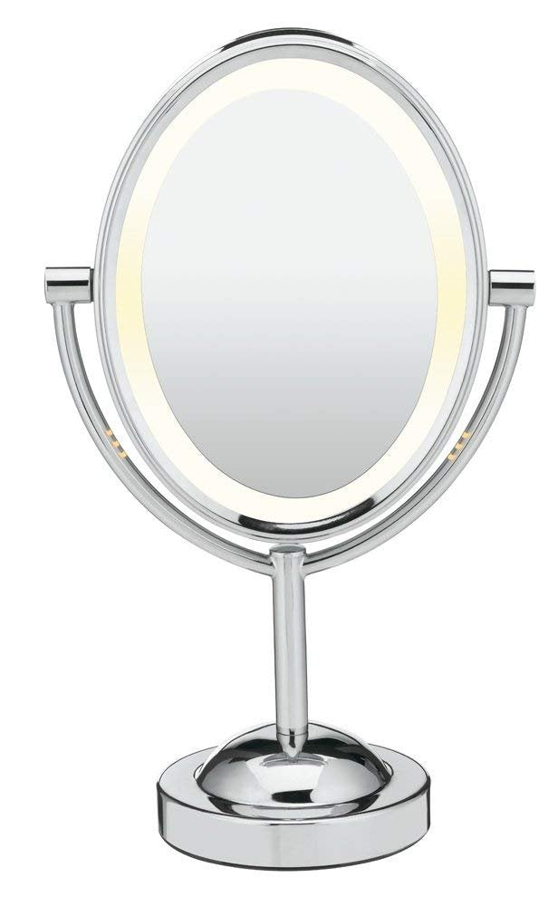 Conair Lighted Makeup Mirror, LED Vanity Mirror, 1X/7X Magnifying Mirror, Double Sided, Corded in Polished Chrome