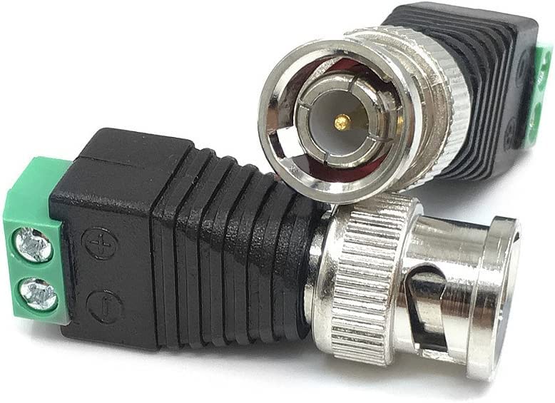 CRIVERS 20Pc Male and 20Pc Female 2.1x5.5mm DC Power Cable Jack Adapter Connector Plug Led Strip CCTV Camera Use 12V+20Pc Coaxial Camera Vedio BNC Male Balun Connector for Coax CAT5 to CCTV(60 Pc)