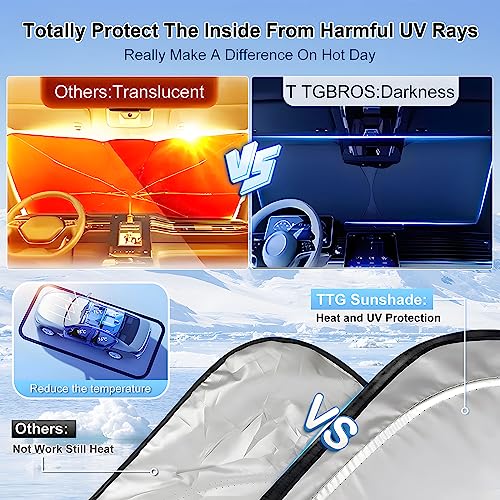 T TGBROS Windshield Sun Shade Custom Fit for 2020-2023 2024 Toyota Corolla Accessories Foldable Sun Shield Reflective Polyester Sun Visor Cover Block Heat and Sun Protection(Not for Corolla Cross)