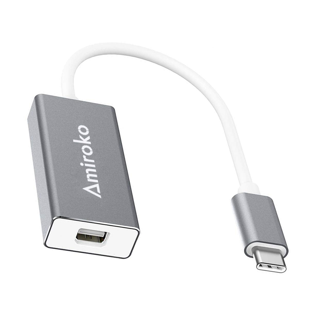 Amiroko USB-C to Mini DisplayPort Adapter, USB 3.1 Type C to Mini DP Adapter Support 4K, 1080P for MacBook Pro, MacBook 12", Alienware, to LED Cinema Display/Dell Monitor etc, Gray