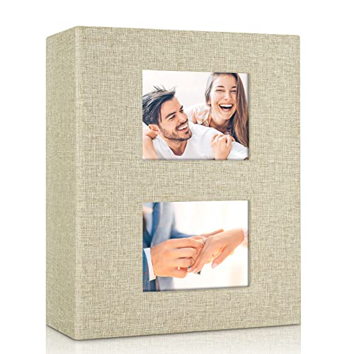 MSTONAL 4x6 Slip-In Photo Album, 200 Pockets, Beige, Linen