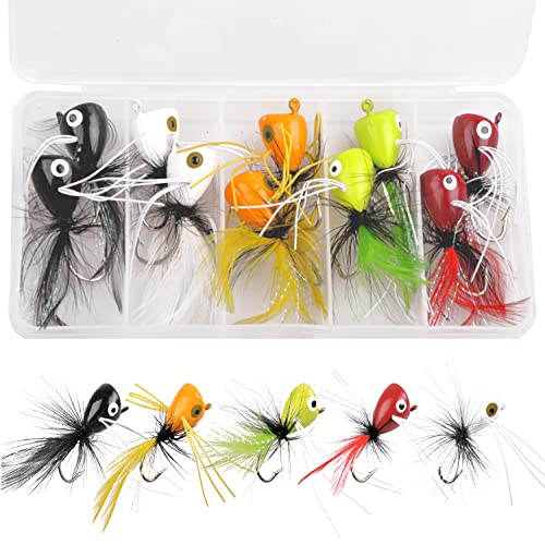 Fly Dry Flies Kit,12pcs Foam Float Fly Fishing Bass Popper Fly Fishig Lure Colorful Fly Tying Set Topwater Panfish Bait Bugs Trout Bobber Lure Bluegill Salmon 10pcs