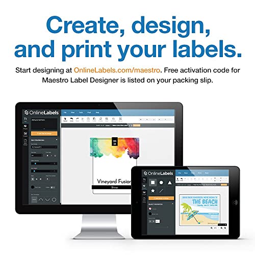 4 x 2 Rectangle Mailing Labels - Permanent, White Matte - Address, Shipping, Gift Labels - Pack of 100 Labels, 10 Sheets - Inkjet/Laser Printers - Online Labels