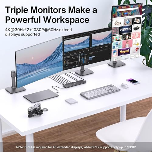 iVANKY Laptop Docking Station Dual Monitor 4K@60Hz, 12-in-1 USB C Dock 2*HDMI 3.0, 6*USB, 85W PD, SD/TF, Ethernet Thunderbolt 3/4 Hub for HP, Lenovo, Dell, ASUS,Surface, etc.