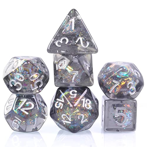 UDIXI 7 Die Polyhedral Dice Set D&D with Anchor Inclusion, Sequins DND Dice for Dungeons and Dragons RPG MTG and Other Tabletop Games