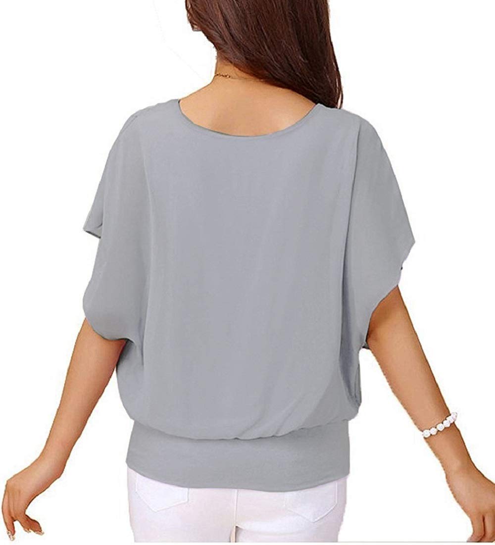 VIISHOW Women's Pure Blouse Short Sleeve Casual Tee Shirts Tunic Tops Grey S