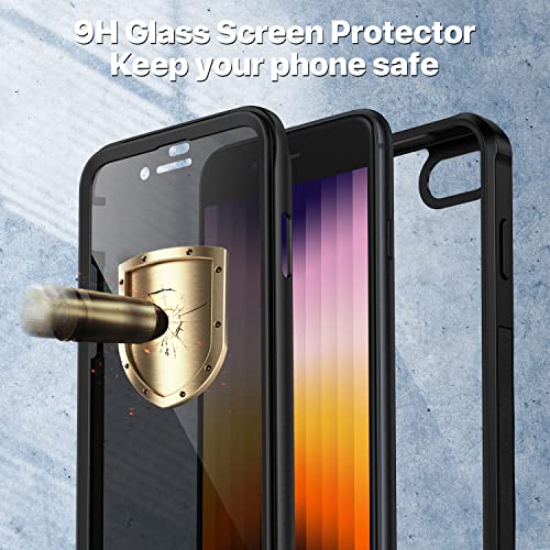 CENHUFO iPhone 15 Case, with Built-in Anti Peep Tempered Glass Privacy Screen Protector and Camera Lens Protective, Full Body Shockproof Clear Cover Spy Privacy Phone Case for iPhone 15 - Black