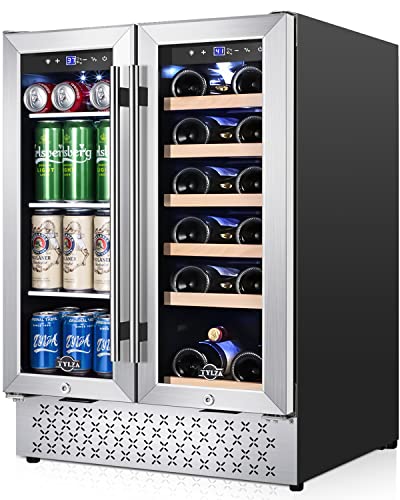 Tylza Beverage Refrigerator 15 Inch Wide, Mini Fridge Stainless Steel Under Counter Beverage Cooler, 130 Cans Beer Fridge with Built-in and Freestanding Beverage Fridge TYBC100SD