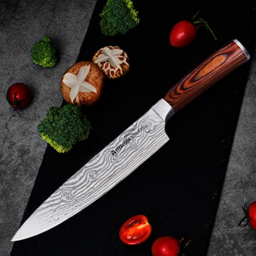 Astercook Chef Knife, 8 Inch Professional Kitchen Chef Knife, German High Carbon Stainless Steel Ultra Sharp Knife, Chefs Knives with Ergonomic Handle and Gift Box