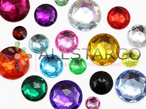 KraftGenius Allstarco 11mm Flat Back Round Acrylic Rhinestones Plastic Gems for Jewelry Making Costume Jewels Cosplay Embelishments - 75 Pieces (Gold Topaz A02)