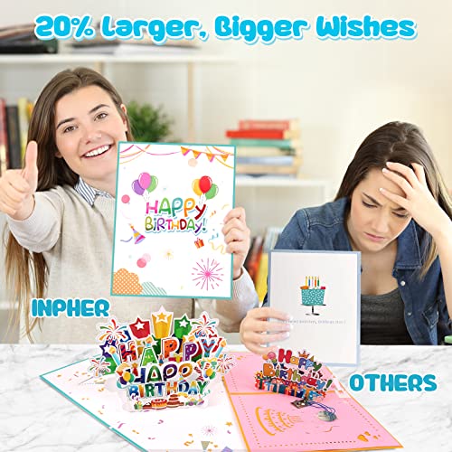 INPHER Large Birthday Card, 3D Pop up Light and Music Happy Birthday Card, Musical Birthday Gift Greeting Card for Men, Women, Kids