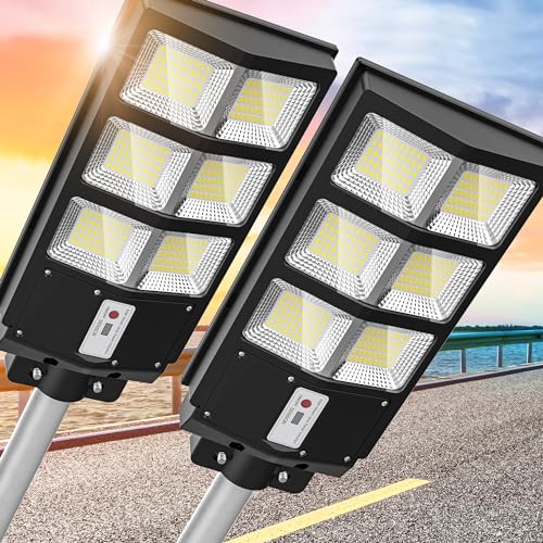 Sunwish 1000W Solar Street Lights Outdoor 6500K Solar Parking Lot Lights Commercial Dusk to Dawn, Solar Lights Outdoor Motion Sensor Waterproof IP66 Street Lights Solar Powered for Playground Yard