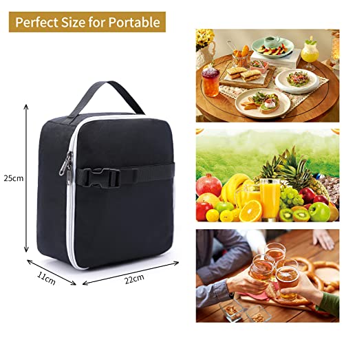 XQXA Insulated Lunch Bag - Reusable Lunch Box Thickened Thermal Soft Leakproof Lunch Tote Bag for Adult Office/Travel Picnic (Black-L)